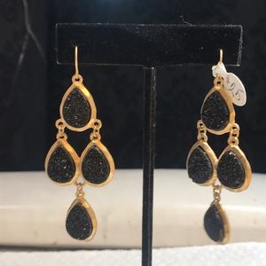 Gold and Black chandelier earrings